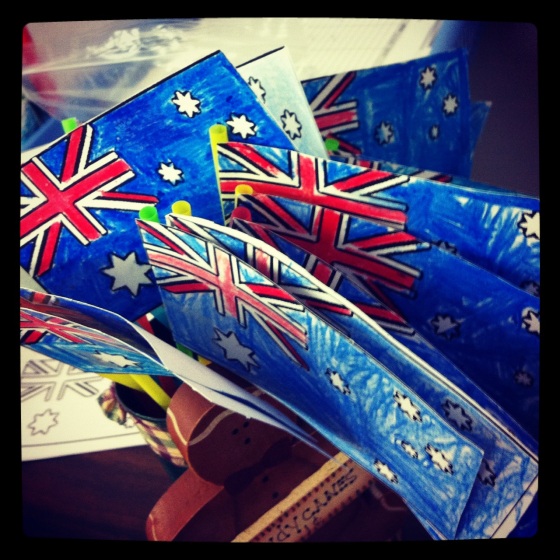 Aussie flags made by my Canadian students